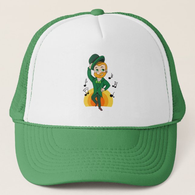 Dancing leprechaun, St. Patrick's Day cartoon  Trucker Hat (Front)