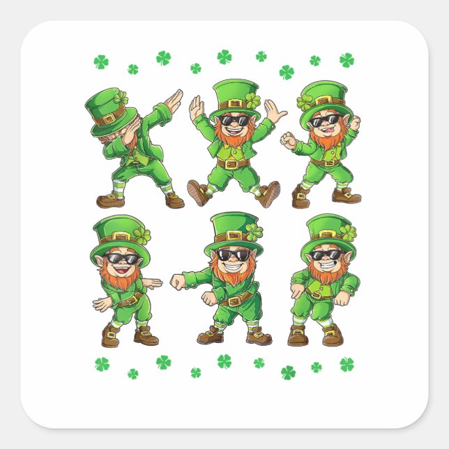 Dancing Leprechauns St Patrick's Day Square Sticker (Front)