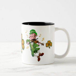 Dancing Leprechauun Two-Tone Coffee Mug