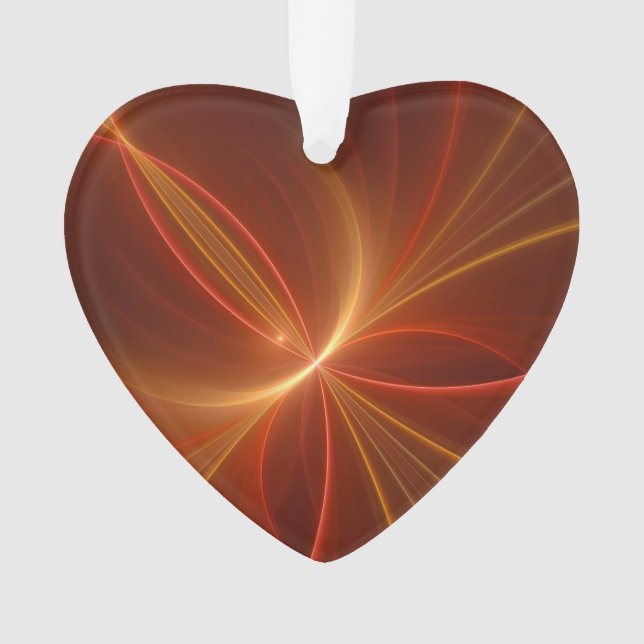 Dancing Light Modern Abstract Fractal Art Heart Ornament (Front)