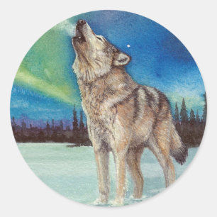 Dancing Lights howling wolf stickers