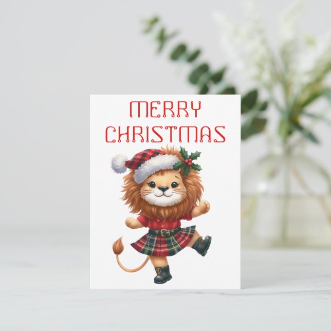 Dancing Lion Cub - Christmas Card (Standing Front)