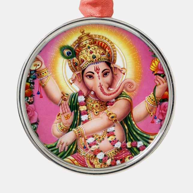 Dancing Lord Ganesha Metal Tree Decoration (Front)