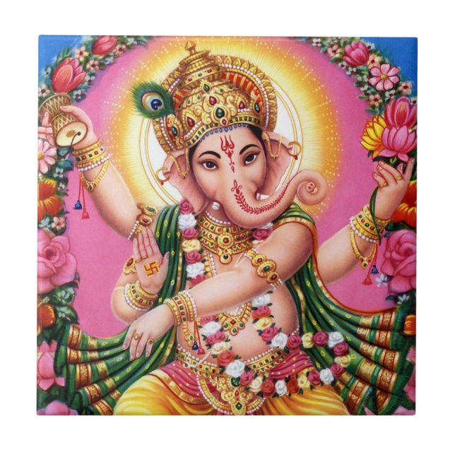 Dancing Lord Ganesha Tile (Front)
