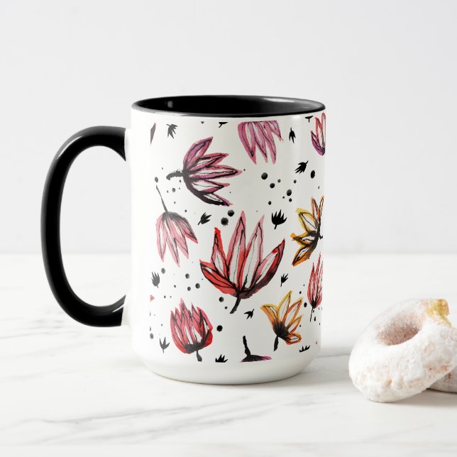 Dancing Lotus Flowers Mug (With Donut)