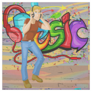 Dancing Man Music Graffiti Wall Fabric