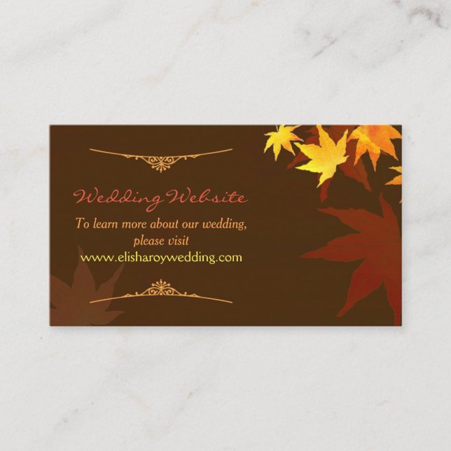 Dancing Maple Leaf Fall Wedding Website Enclosure Card (Front)