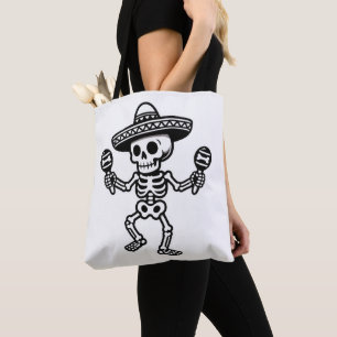 Dancing Mexican Skeleton Tote Bag