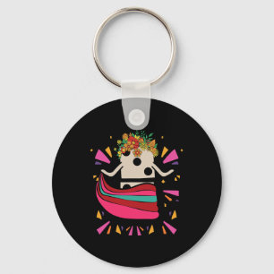 Dancing Mexican Train Domino Tile Flowers Funny Ga Key Ring