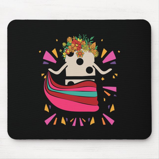 Dancing Mexican Train Domino Tile Flowers Funny Ga Mouse Mat (Front)