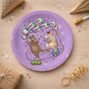 Dancing Mice Add The Name Happy Birthday Party Paper Plate