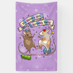 Dancing Mice Name & Age Happy Birthday Party Banner