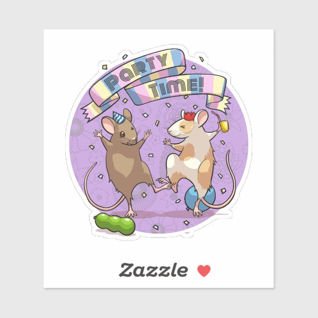 Dancing Mice Party Time Banner Confetti & Balloons (Sheet)