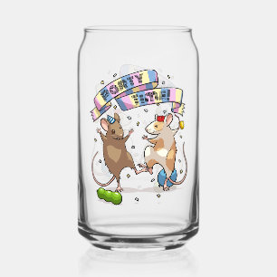 Dancing Mice Party Time Banner Confetti & Balloons Can Glass