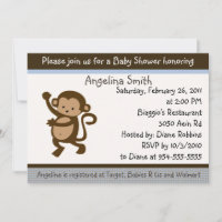 Dancing Monkey Baby Shower Invitation