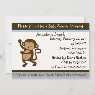 Dancing Monkey Baby Shower Invitation