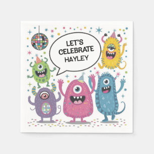 Dancing Monsters Party Kids Birthday Design Napkin