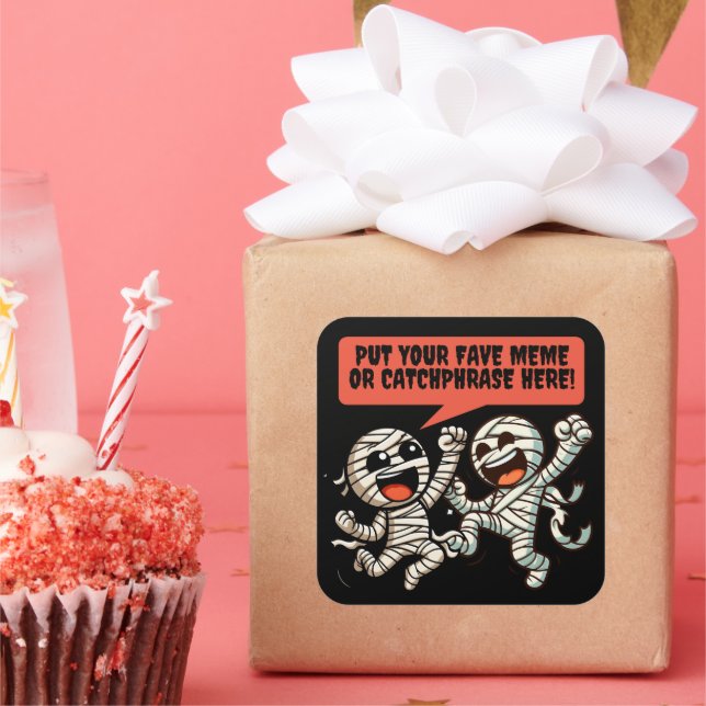 Dancing Mummies Put Your Favourite Halloween Meme Square Sticker (Party)