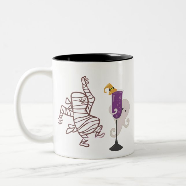 Dancing Mummy Mug - Halloween Witch Hat & Goblins (Left)