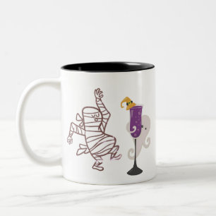 Dancing Mummy Witch Hat Brew Goblin Halloween  Two-Tone Coffee Mug