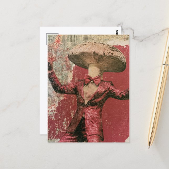 Dancing Mushroom Man Postcard (Front/Back In Situ)