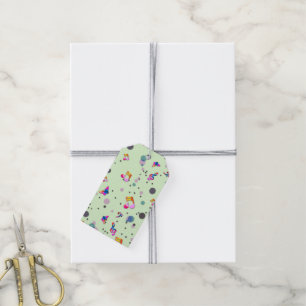 Dancing Music of Colours on Green Gift Tags