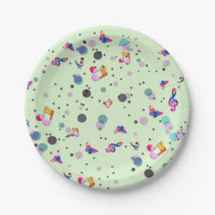 Dancing Music of Colours on Green Paper Plate
