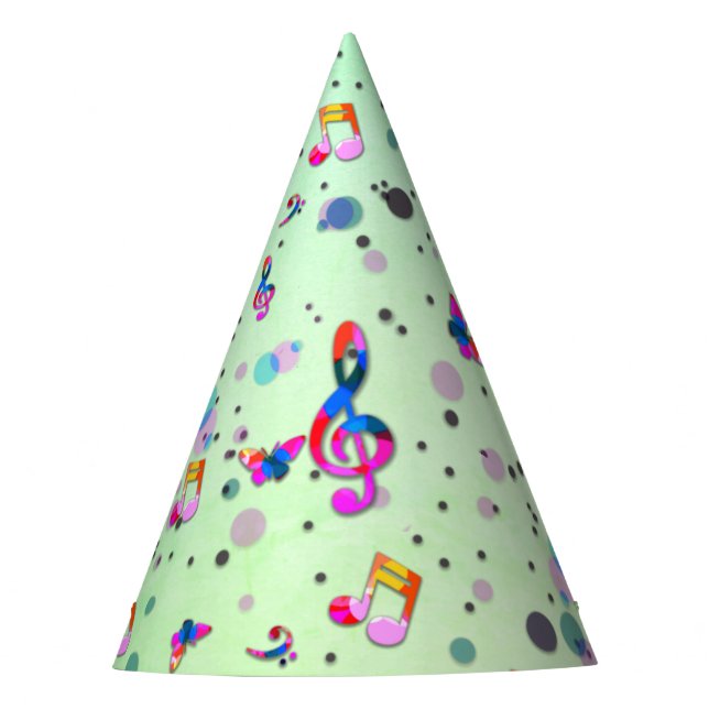 Dancing Music of Colours on Green Party Hat (Front)