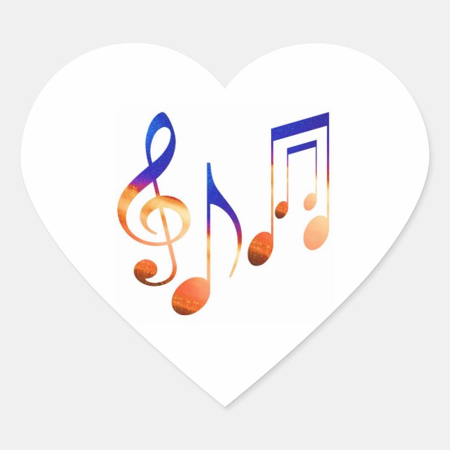 Dancing Music Signs Heart Sticker (Front)