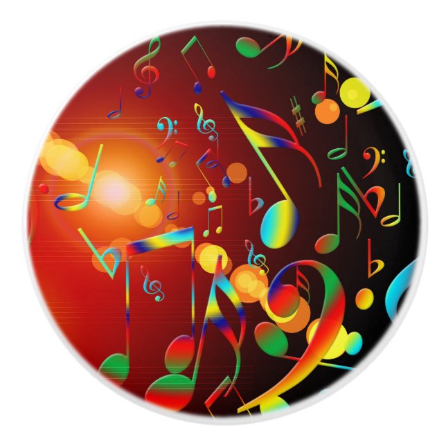 Dancing Musical Notes Ceramic Knob (Front)