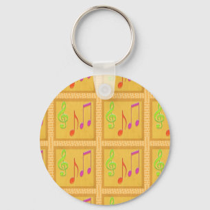 Dancing Musical Symbols Key Ring