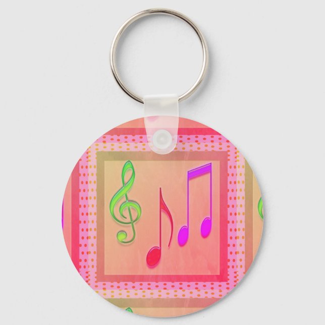 Dancing Musical Symbols Key Ring (Front)