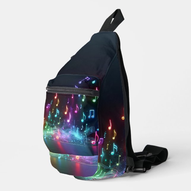 Dancing Neon Musical Notes  Sling Bag (Right Corner)