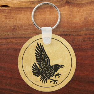 Dancing Norse Raven Key Ring