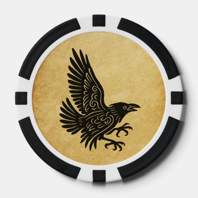 Dancing Norse Raven Poker Chips (Front)