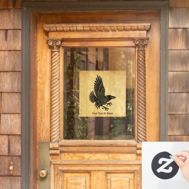 Dancing Norse Raven Window Cling (Home Door)