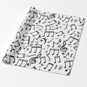Dancing Notes in Black & White Wrapping Paper