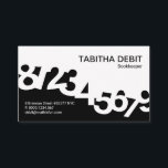 Dancing Numbers Border Wave Bookkeeping Business Card<br><div class="desc">Design features a numbers wave that demarcate the card into two halves, one white while the other is black. Over at the top lies your prestigious name and job title. Southwards to the base are the contact details. Overleaf, details are at the center of the card. At the top is...</div>