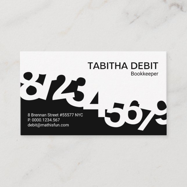 Dancing Numbers Border Wave Bookkeeping Business Card (Front)