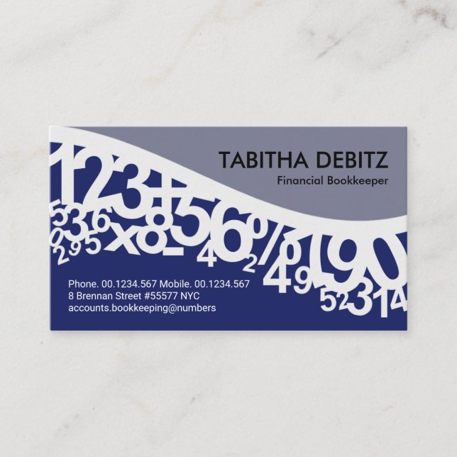 Dancing Numbers Wave Accounts Business Card (Front)