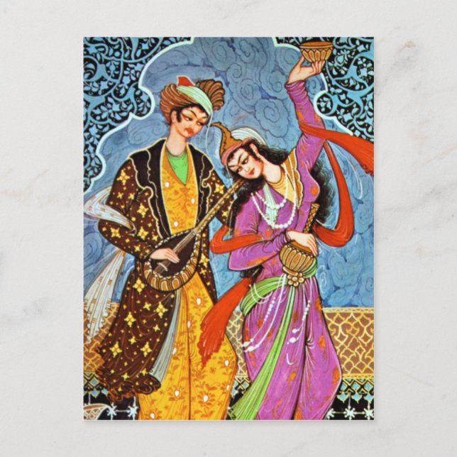 Dancing Nymphe and Musician postcard (Front)