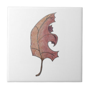 Dancing Oak Leaf Faded Brown Tile