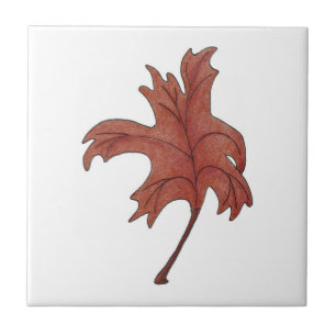 Dancing Oak Leaf Red Tile