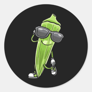 Dancing Okra With Sungles Okras Classic Round Sticker