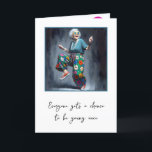 Dancing Old Lady For 90th Birthday Card<br><div class="desc">Happy stylish old lady dancing in sneakers and funky star sunglasses for a 90th birthday.
All text is editable.</div>