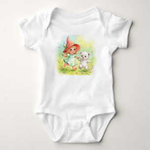 Dancing on the Lawn, Watercolor by Natasha Us Baby Bodysuit