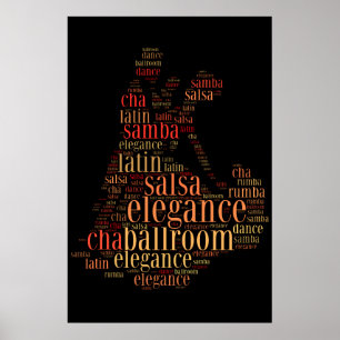 Dancing pair as words cloud design poster