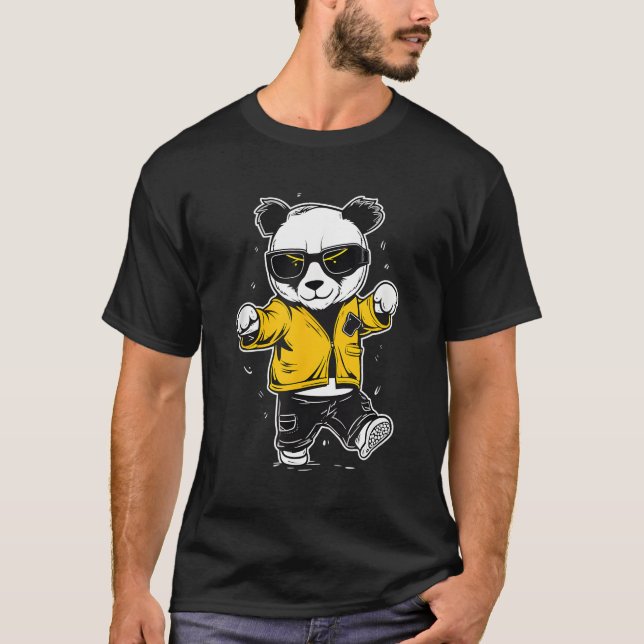 Dancing Panda Bear With Sunglasses T-Shirt (Front)