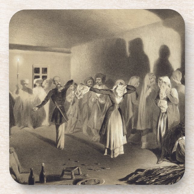 Dancing Party at Kagha-Choura, Dagestan, plate 55 Coaster (Front)