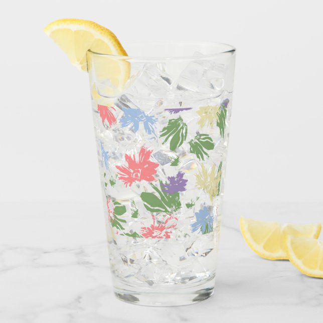 Dancing Pastel Flowers Glass (Front Ice)